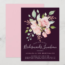 Convite Lavish Pink Roses & Glitter Bridesmaids Luncheon