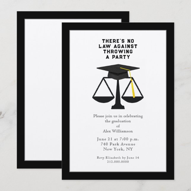 Convite Law School Graduation Party Invitation (Frente/Verso)