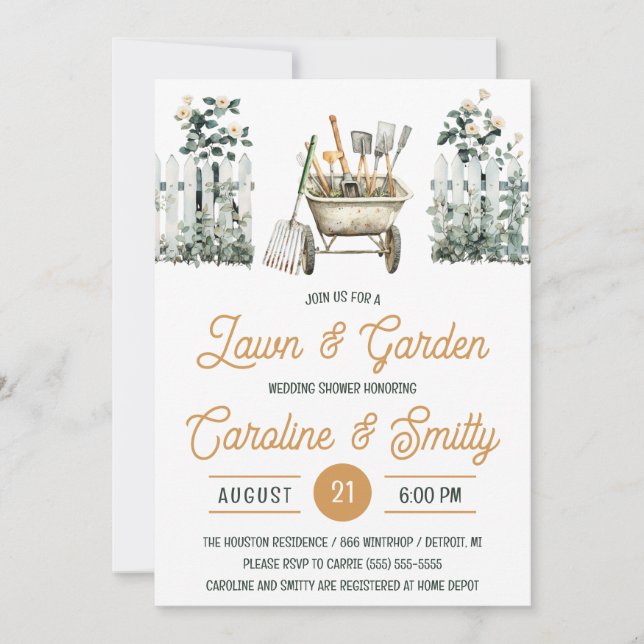 Convite Lawn & Garden Wedding Shower, Bridal Shower (Frente)