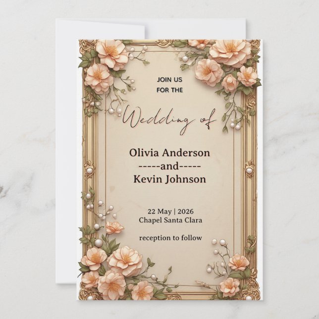 Convite 🌿 Layout de Detalhes de Casamento de Jardim Elega (Frente)