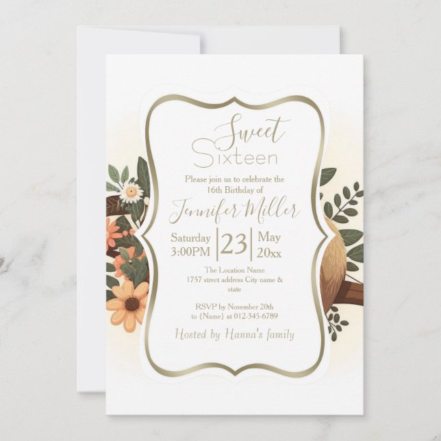 Convite Lazy sloth sleeping on a branch cartoon            (Frente)