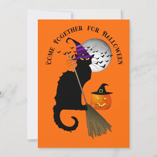 Convite Le Chat Noir Halloween Witch (Frente)