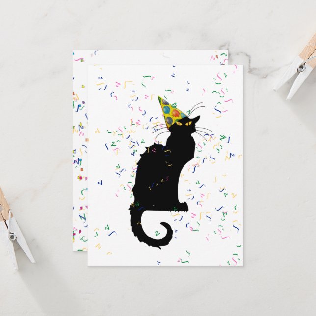 Convite Le Chat Noir Happy Birthday (Frente/Verso In Situ)