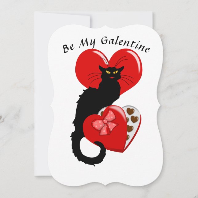 Convite Le Chat Noir Heart Candy Dia dos Namorados  (Frente)