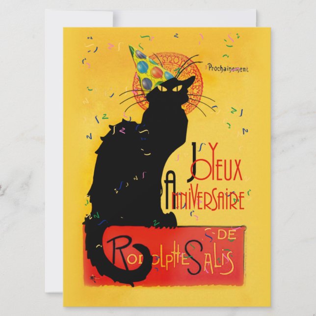Convite Le Chat Noir - Joyeux Anniversaire (Frente)