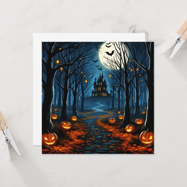Convite Le chemin de la forêt hantée- Halloween (Frente/Verso In Situ)