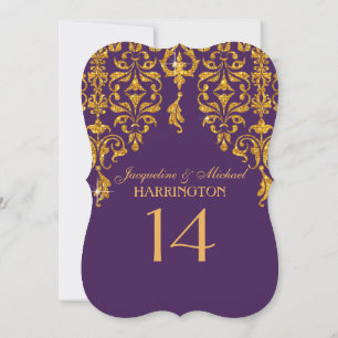 Convite Leaf Damask Art Nouveau Glitter Table Number
