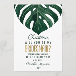 Convite Leaf Dourada Bridesmaid moderna de queijo tropical