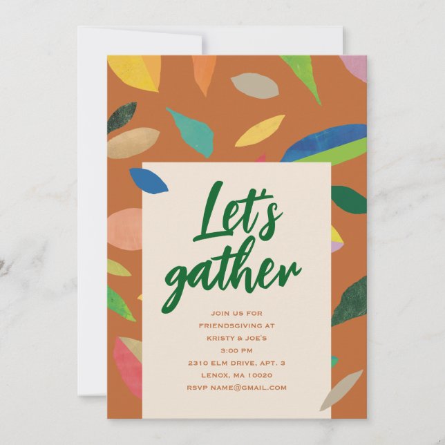 Convite Leaf Drop Pumpkin Party Invitation (Frente)
