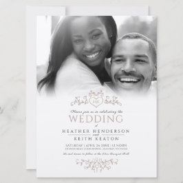 Convite Leaf line art coração monograma do que foto de cas