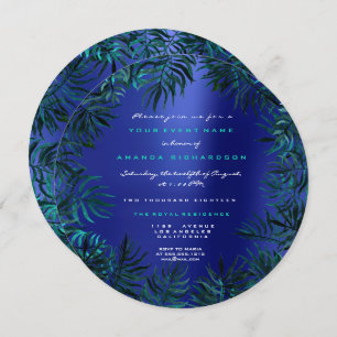 Convite Leafs Tropicais De Fern Enquadram Teal Aquatic Ind