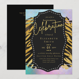 Convite Leah G Bonito Girly Bachelorette Glam Animal Print