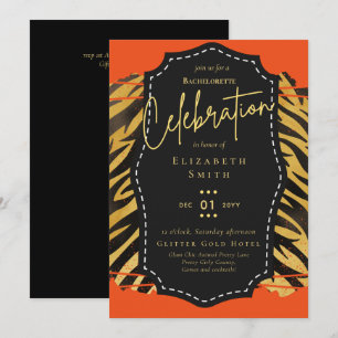 Convite Leah G Bonito Girly Bachelorette Glam Animal Print