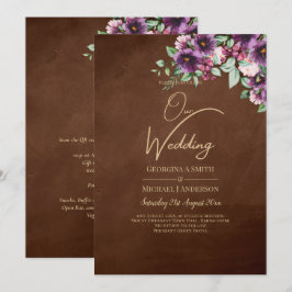 Convite Leah G Brown Berry Plum Púrpura Casamento outono