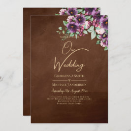 Convite Leah G Brown Berry Plum Púrpura Casamento outono