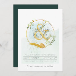 Convite Leah G Eucalyptus Greenery Dourado Casamento QR CÓ