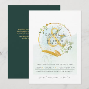 Convite Leah G Eucalyptus Greenery Dourado Casamento QR CÓ