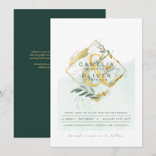 Convite Leah G Eucalyptus Greenery Dourado Casamento QR CÓ