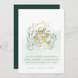 Convite Leah G Eucalyptus Greenery Dourado Casamento QR CÓ