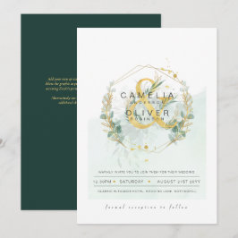 Convite Leah G Eucalyptus Greenery Dourado Casamento QR CÓ