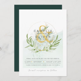 Convite Leah G Eucalyptus Greenery Dourado Casamento QR CÓ