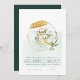 Convite Leah G Eucalyptus Greenery Dourado Casamento QR CÓ