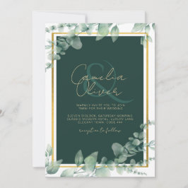Convite Leah G Eucalyptus Greenery Dourado WEDDING CÓDIGO 