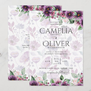 Convite Leah G Plum Purple Berry Floral Casamento Fall Win