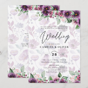 Convite Leah G Plum Purple Berry Floral Casamento Fall Win
