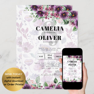Convite Leah G Plum Purple Berry Floral Casamento Fall Win