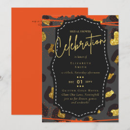 Convite LeahG Budget Glam Chic Chá de panela Dourado Laran