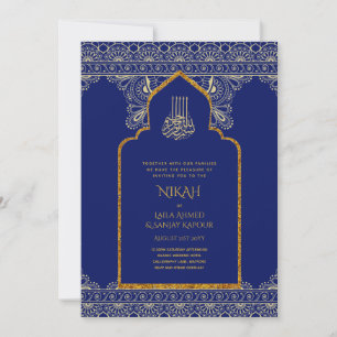 Convite LeahG Casamento Islâmico Dourado Roxo Nikah