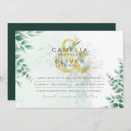 Convite Leahg Eucalyptus Greenery Dourado Casamento CÓDIGO