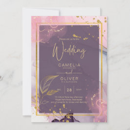 Convite LeahG® Lavanda TINTA Rosa Púrpura Dourado Casament