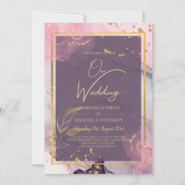 Convite LeahG® Lavender TINTA Rosa Dourado Casamento