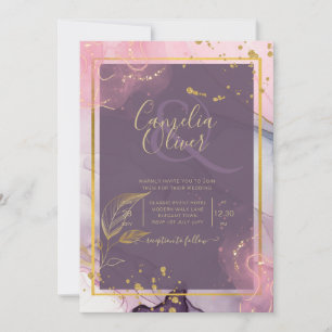 Convite LeahG® Lavender TINTA Rosa Dourado Casamento