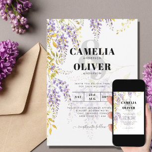 Convite LeahG Roxo Dourado Modelo WISTERIA