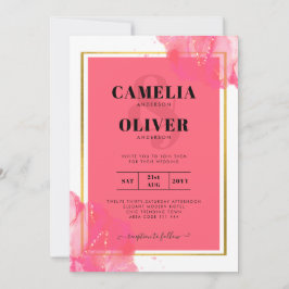Convite LeahG Salmão PINK GOLD WEDDING Tinta de Álcool