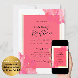 Convite LeahG Salmão PINK GOLD WEDDING Tinta de Álcool