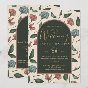 Convite LeahG Terracota Verde Esmeralda Dourado Casamento