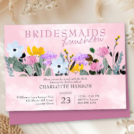 Convite Leão de Flor Selvagem Bonito Pink Bridesmaids Lunc