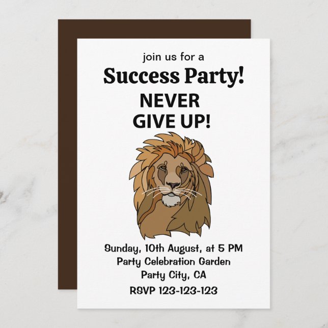 Convite Leão Nunca Desiste Do Leão (Frente/Verso)