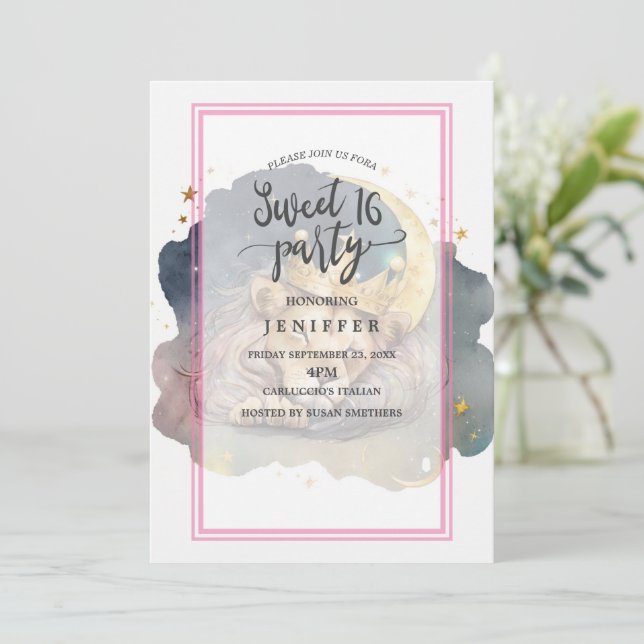 Convite Leão-Rei-Cute Dormindo Na Lua (Em pé/Frente)