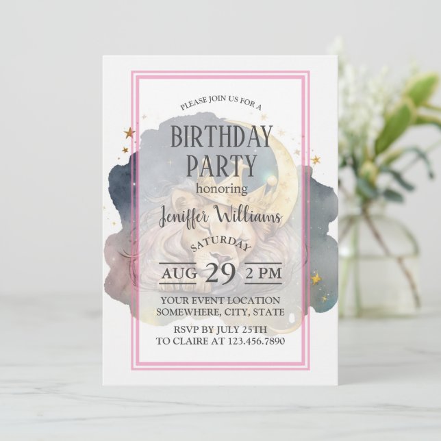 Convite Leão-Rei-Cute Dormindo Na Lua (Em pé/Frente)