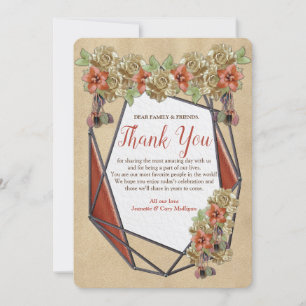 Convite Leather Geométrica e Textura de Suede Obrigado