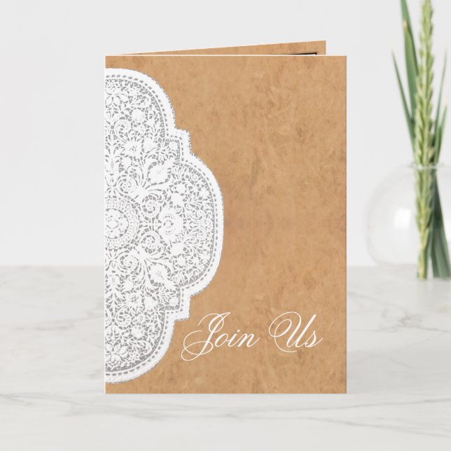 Convite Leather & Lace Western Wedding Invitation CARDS (Frente)