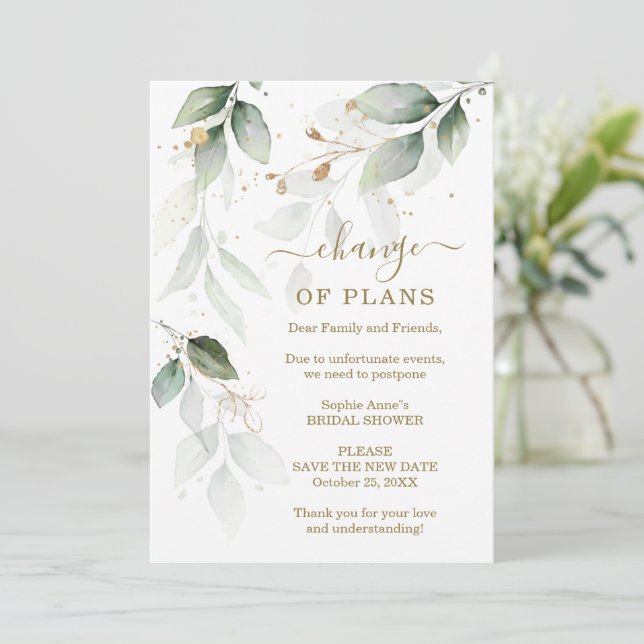 Convite Leaves Change of Plans Bridal Shower Postponed  (Em pé/Frente)