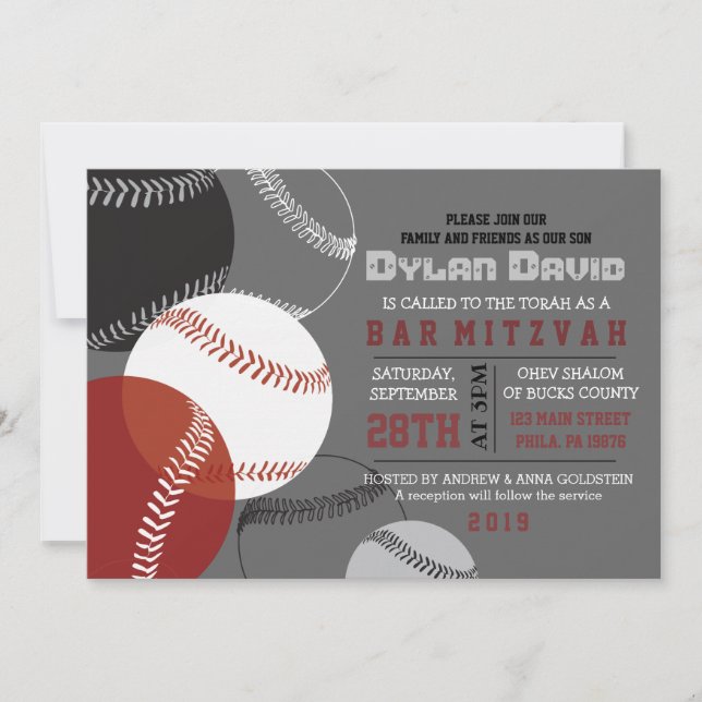 Convite legal BASEBALL Bar Mitzvah (Frente)