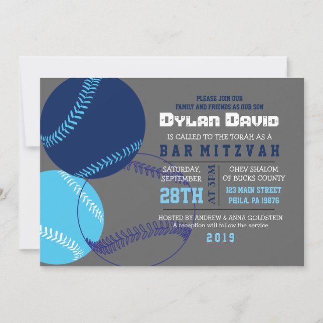 Convite legal BASEBALL Bar Mitzvah (Frente)