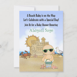 Convite Legal Beach Baby em Sandcastle Chá de fraldas Neut
